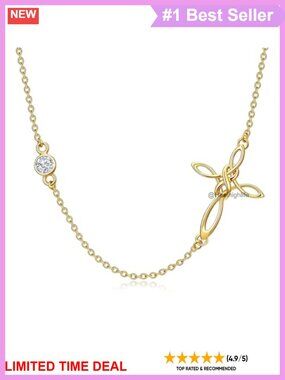14K Gold Plated Celtic Cross Necklace CZ Cubic Zirconia
